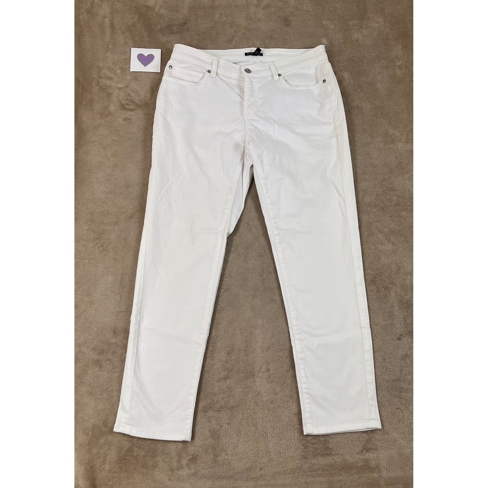 Eileen Fisher Petite Pants Women's 10P White Organic Cotton Straight Leg GOOD